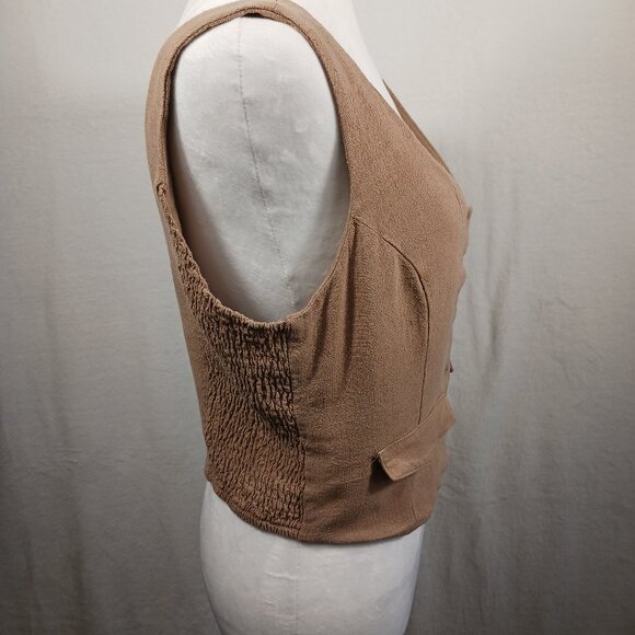Kori, Women's Linen Blend Vest Button Down Front, Size Large, runs small Boho - Picture 6 of 15